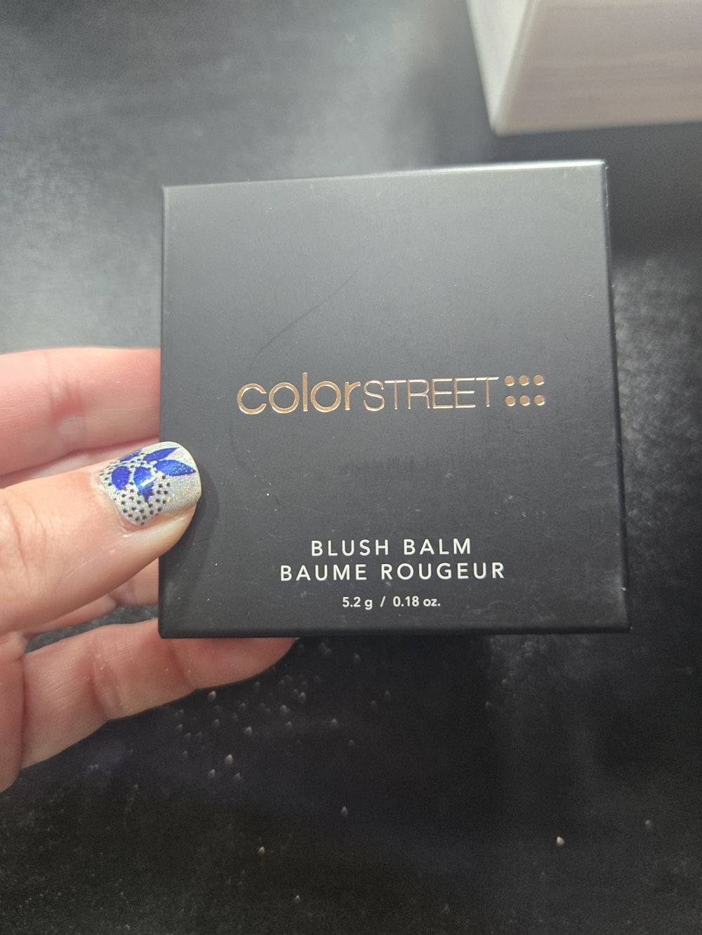 Color Street Blush Balm - Sleek Black Compact with Gold Logo